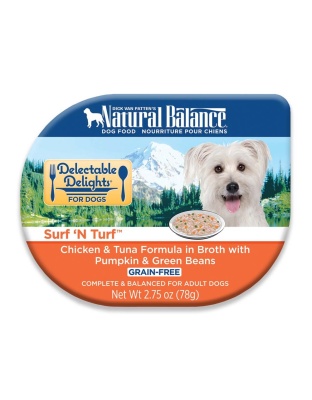Natural Balance Pet Foods Delectable Delights Grain Free Wet Dog Food Surf 'N Turf in Broth 2.75oz. (Case of 24)
