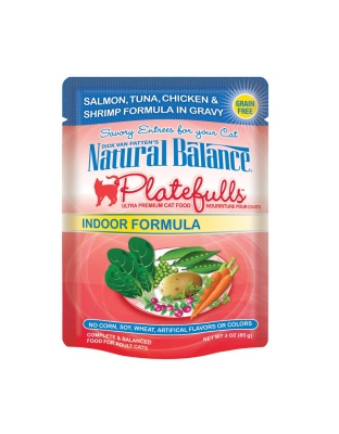 Natural Balance Pet Foods Ultra Platefulls Morsels in Gravy Indoor Wet Cat Food Salmon, Tuna, Chicken & Shrimp in Gravy 24ea/3 oz