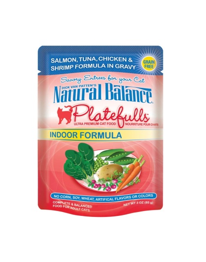 Natural Balance Pet Foods Ultra Platefulls Morsels in Gravy Indoor Wet Cat Food Salmon, Tuna, Chicken & Shrimp in Gravy 24ea/3 oz