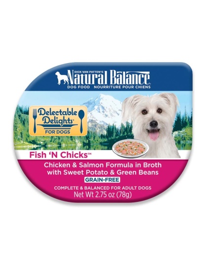 Natural Balance Pet Foods Delectable Delights Grain Free Wet Dog Food Fish 'N Chicks in Broth 2.75oz. (Case of 24)