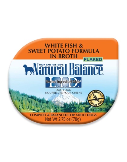 Natural Balance Pet Foods L.I.D. Wet Dog Food White Fish & Sweet Potato in Broth 2.75oz. (Case of 24)