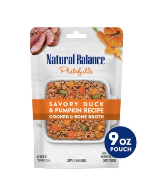 Natural Balance Pet Foods Platefulls Wet Dog Food Savory Duck & Pumpkin Recipe 9oz. (Case of 12)