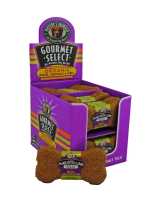 Natures Animals Gourmet Select Organic Dog Treat Display Peanut Butter & Caro 1ea/4 in, 24 ct