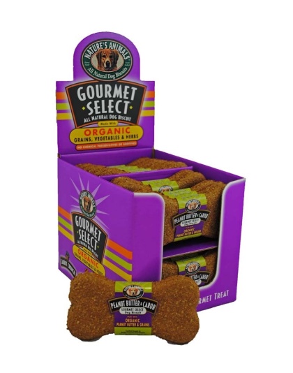 Natures Animals Gourmet Select Organic Dog Treat Display Peanut Butter & Caro 1ea/4 in, 24 ct