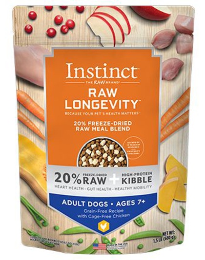 Natures Variety Raw Longevity 20% Freeze Dried Raw Mealblend Dog 1.5Lb Chicken Adult 7+