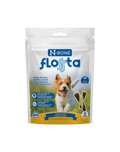 N-Bone Dog Flossta Dental Chews Chicken 8 Pack 6.4oz.