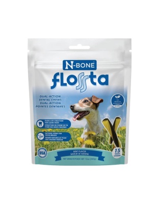 N-Bone Dog Flossta Dental Chews Mint 15 Pack 12oz.