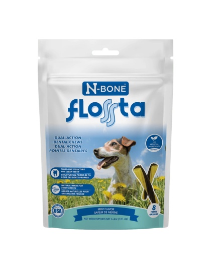 N-Bone Dog Flossta Dental Chews Mint 8 Pack 6.4oz.