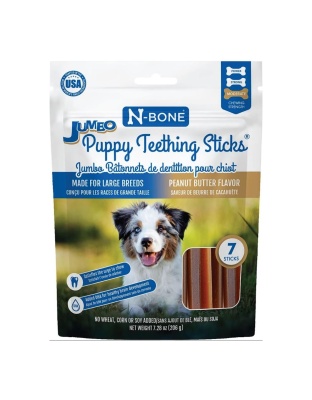 N-Bone Dog Teething Stick Puppy Jumbo Peanut Butter 7 Pack