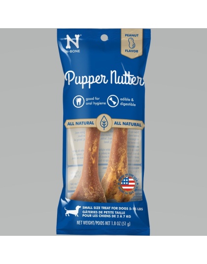 N-Bone Pupper Nutter Dental Chew Bone Peanut 1ea/SM, 2 pk