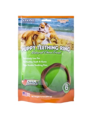 N-Bone Puppy Teething Rings Pumpkin 1ea/7.2 oz, 6 pk