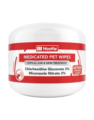 Nootie Dog Cat Dermatology Solutions Antibacterial Pads 60 Count
