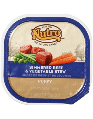 Nutro Products Grain Free Bites in Gravy Puppy Wet Dog Food Tender Beef, Pea & Carrot 3.5oz. (Case of 24)