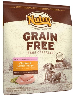 Nutro Grain Free Small Breed Adult Farm-Raised Chicken, Lentils And Sweet Potato Recipe Dry Dog Food 12 Pounds