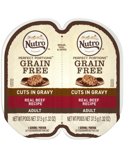 Nutro Products Perfect Portions Grain Free Cuts in Gravy Adult Wet Cat Food Beef 24ea/2.6 oz, 24 pk