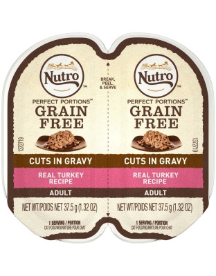 Nutro Products Perfect Portions Grain Free Cuts in Gravy Adult Wet Cat Food Turkey 24ea/2.6 oz, 24 pk