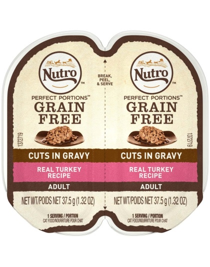 Nutro Products Perfect Portions Grain Free Cuts in Gravy Adult Wet Cat Food Turkey 24ea/2.6 oz, 24 pk