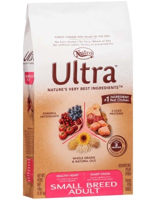 Nutro Products Ultra High Protein Small Breed Adult Dry Dog Food Trio of Proteins from Chicken, Lamb, and Salmon 1ea/4 lb