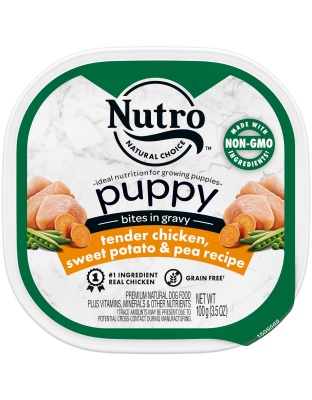 Nutro Products Grain Free Bites in Gravy Puppy Wet Dog Food Tender Chicken, Sweet Potato & Pea 3.5oz. (Case of 24)