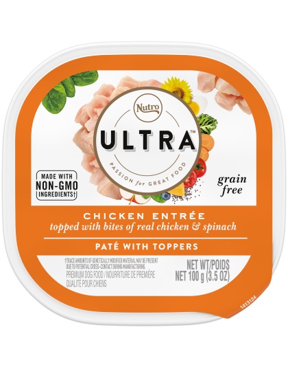 Nutro Products Ultra Grain Free PatÃ© w/Toppers Adult Wet Dog Food Chicken Entree 3.5oz. (Case of 24)
