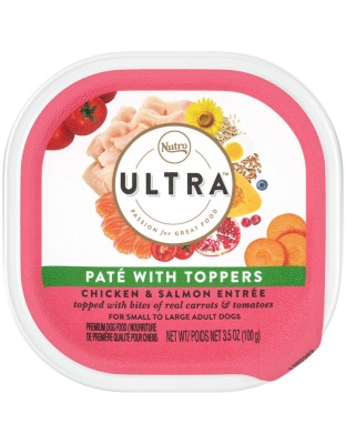 Nutro Products Ultra Grain Free PatÃ© w/Toppers Adult Wet Dog Food Chicken w/Tomatoes & Carrots 3.5oz. (Case of 24)