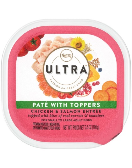 Nutro Products Ultra Grain Free PatÃ© w/Toppers Adult Wet Dog Food Chicken w/Tomatoes & Carrots 3.5oz. (Case of 24)