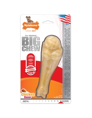 Nylabone Power Chew Jumbo Drumstick Big Dog Chew Toy Chicken 1ea/XXL/Monster - 50++ lb