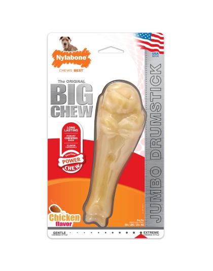 Nylabone Power Chew Jumbo Drumstick Big Dog Chew Toy Chicken 1ea/XXL/Monster - 50++ lb