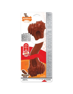 Nylabone Power Chew Monster Curve Bone Big Dog Chew Toy Bison 1ea/XXL/Monster - 50++ lb