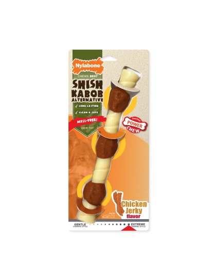 Nylabone Power Chew Shish Kabob Alternative Nylon Chew Toy Chicken Jerky 1ea/XL/Souper - 50+ lb