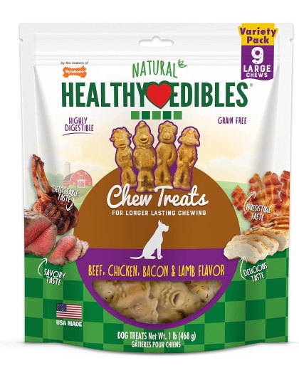 Nylabone Healthy Edibles Farm Friends Grain Free Dog Treats Beef, Chicken, Bacon, & Lamb 1ea/Large/Giant - Up To 50 lb