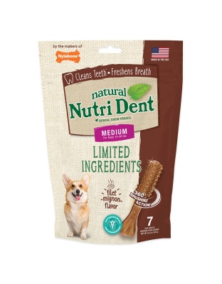 Nylabone Nutri Dent Filet Mignon Dog Dental Chews Filet Mignon 1ea/Medium - 15 Lbs. To 30 lb