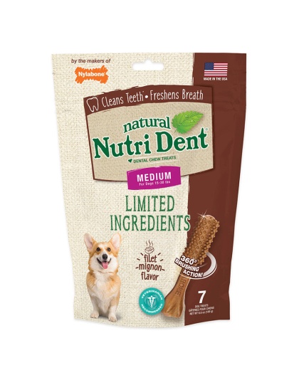 Nylabone Nutri Dent Filet Mignon Dog Dental Chews Filet Mignon 1ea/Medium - 15 Lbs. To 30 lb