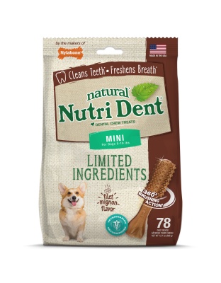 Nylabone Nutri Dent Filet Mignon Dog Dental Chews Filet Mignon 1ea/Mini - 5 Lbs. To 10 lb (78 ct)