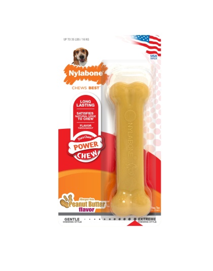 Nylabone Power Chew Dog Toy Peanut Butter 1ea/Medium/Wolf - Up To 35 lb