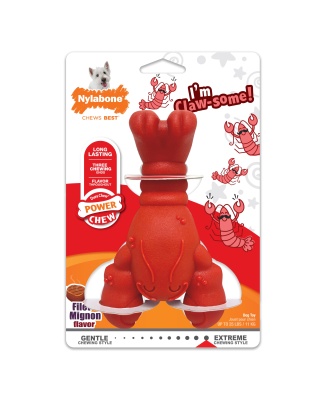 Nylabone Power Chew Lobster Dog Toy Filet Mignon 1ea/Medium/Wolf - Up To 35 lb