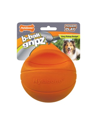 Nylabone Power Play Dog Basketball B-Ball Gripz 1ea/Medium/Wolf - Up To 35 lb