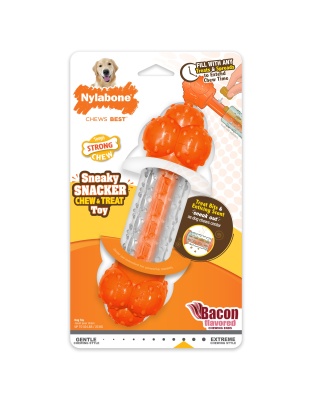 Nylabone Sneaky Snacker Dog Treat Toy Bacon Sneaky Snacker 1ea/Large/Giant - Up To 50 lb