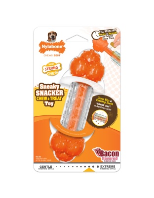 Nylabone Sneaky Snacker Dog Treat Toy Bacon Sneaky Snacker 1ea/Medium/Wolf - Up To 35 lb