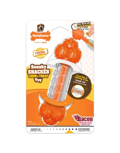 Nylabone Sneaky Snacker Dog Treat Toy Bacon Sneaky Snacker 1ea/Medium/Wolf - Up To 35 lb