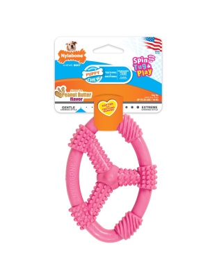 Nylabone Puppy Chew Spin Tug Play Toy Peanut Butter, Pink, 1ea/Medium/Wolf  Up To 35 Lbs. 1 ct