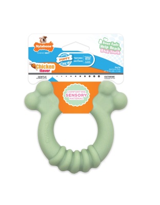 Nylabone Sensory Material Puppy Teething Ring Chicken, 1ea/Small/Regular - Up To 25 Ibs.