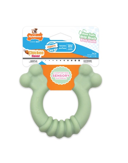 Nylabone Sensory Material Puppy Teething Ring Chicken, 1ea/Small/Regular - Up To 25 Ibs.