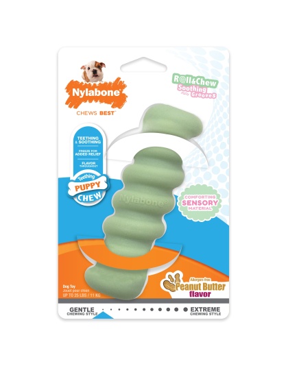 Nylabone Sensory Material Puppy Teething Stick Peanut Butter, 1ea/ Small/Regular - Up To 25 Ibs.