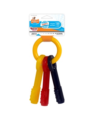Nylabone Just for Puppies Teething Chew Toy Keys Chew Toy Keys Bacon 1ea/Medium/Wolf - Up To 35 lb