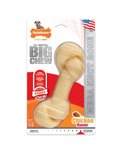 Nylabone Power Chew Knot Bone BIG Dog Chew Toy Chicken 1ea/XXL/Monster - 50++ lb