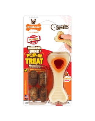 Nylabone Power Chew Knuckle Bone & Pop-In Treat Toy Combo Chicken Pop-In 1ea/XS/Petite - Up To 15 lb