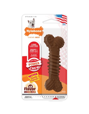 Nylabone Power Chew Textured Dog Bone Chew Toy Flavor Medley 1ea/SMall/Regular - Up To 25 Ibs.