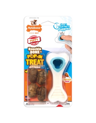 Nylabone Puppy Power Chew Knuckle Bone & Pop-In Puppy Treat Toy Combo Chicken 1ea/XS/Petite - Up To 15 lb