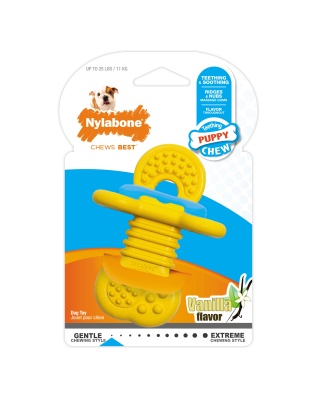 Nylabone Puppy Rubber Teethers Rubber Teether Vanilla Yellow 1ea/SMall/Regular - Up To 25 Ibs.